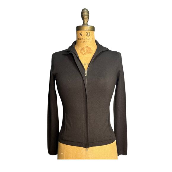 MAX MARA Weekend Vintage XS/S Chocolate Brown Silk-Wool Zip Jacket – Early 2000s - Picture 1 of 13